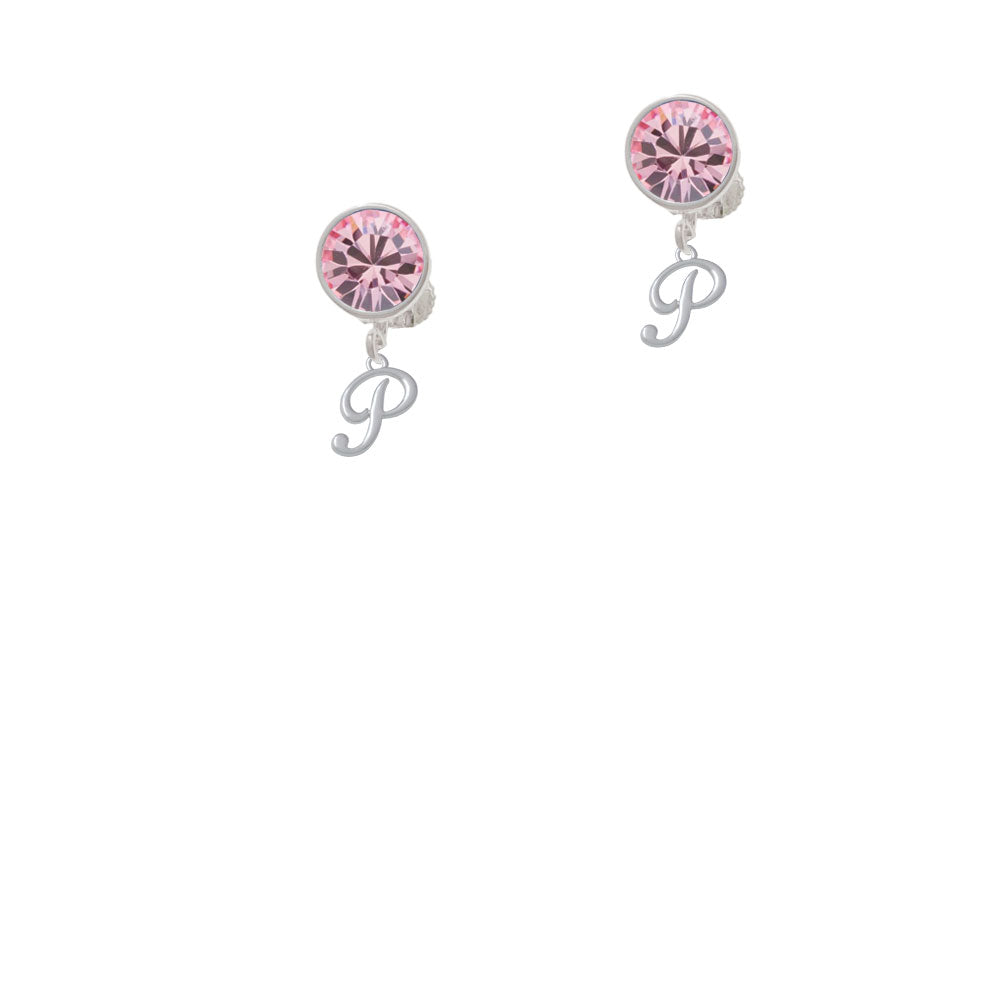 Mini Gelato Script Initial - P - Crystal Clip On Earrings Image 4