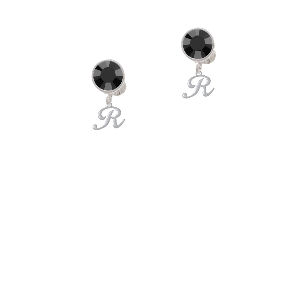 Mini Gelato Script Initial - R - Crystal Clip On Earrings Image 3