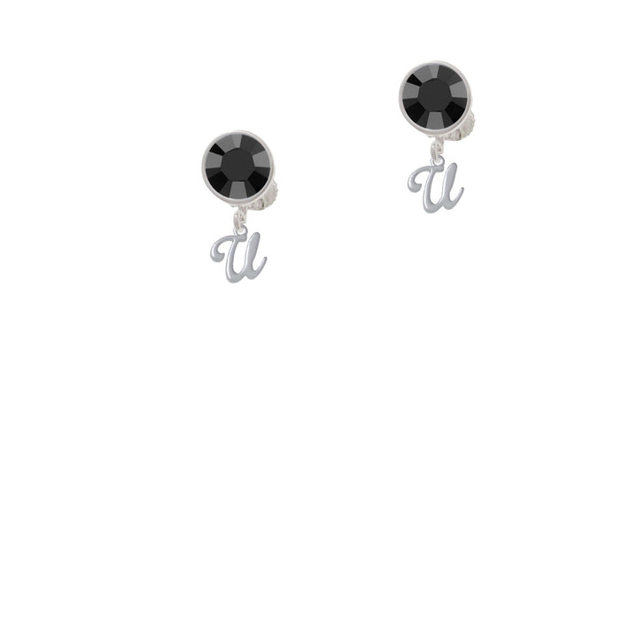 Mini Gelato Script Initial - U - Crystal Clip On Earrings Image 3