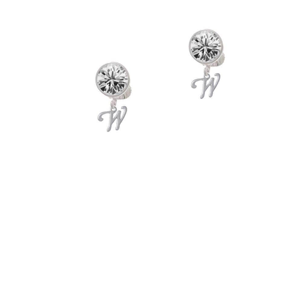 Mini Gelato Script Initial - W - Crystal Clip On Earrings Image 1