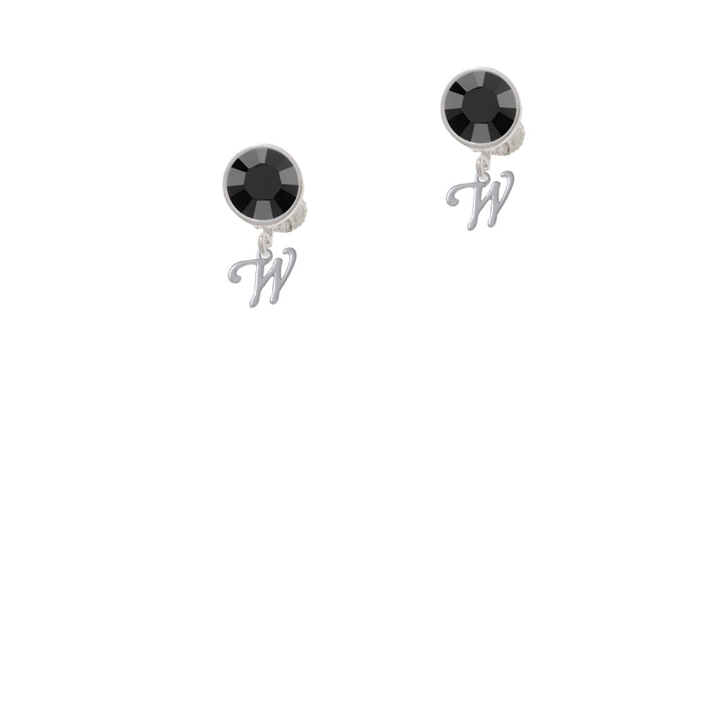 Mini Gelato Script Initial - W - Crystal Clip On Earrings Image 3