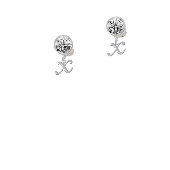 Mini Gelato Script Initial - X - Crystal Clip On Earrings Image 2