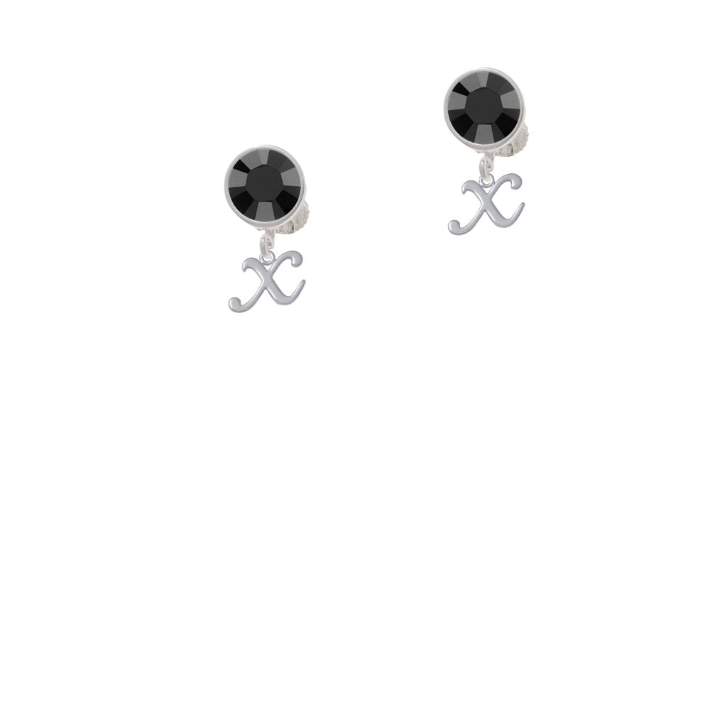 Mini Gelato Script Initial - X - Crystal Clip On Earrings Image 3