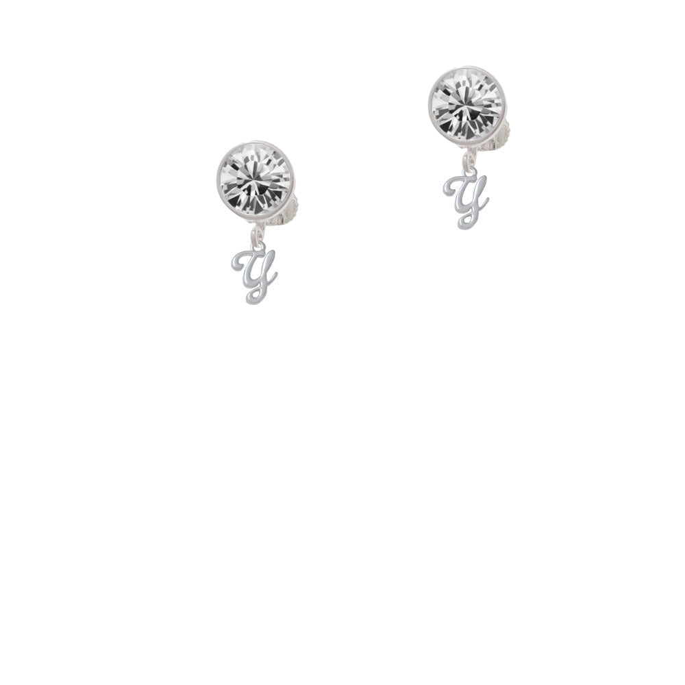 Mini Gelato Script Initial - Y - Crystal Clip On Earrings Image 2