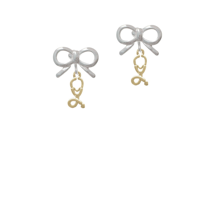 Gold Tone Stethoscope Crystal Clip On Earrings Image 9