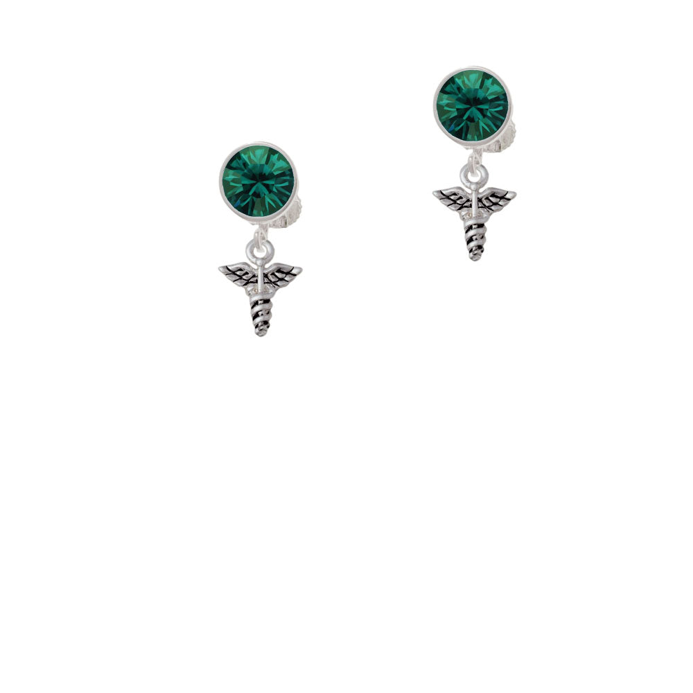 Mini Caduceus Crystal Clip On Earrings Image 6