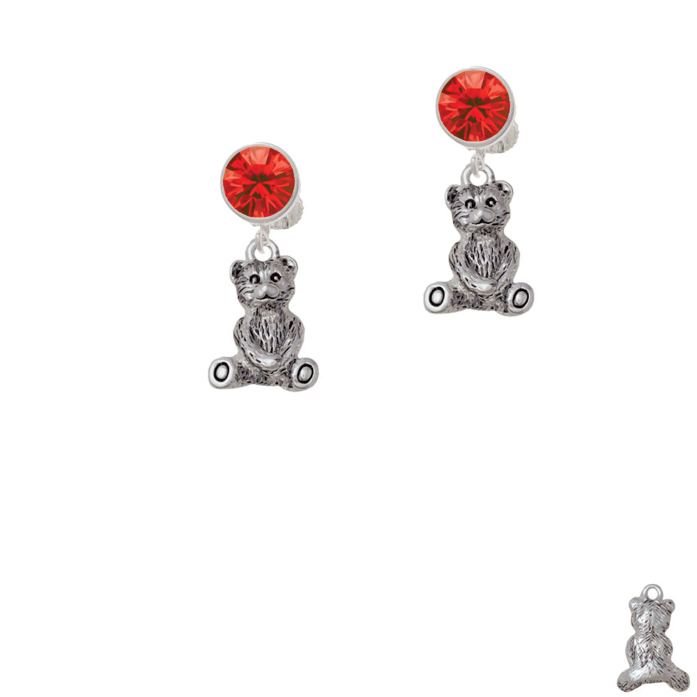 Antiqued Teddy Bear Crystal Clip On Earrings Image 4