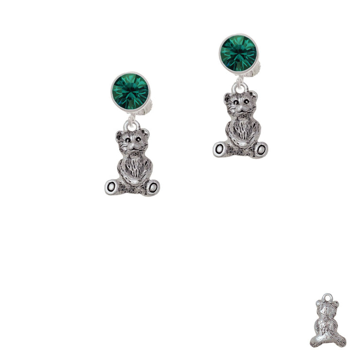 Antiqued Teddy Bear Crystal Clip On Earrings Image 6