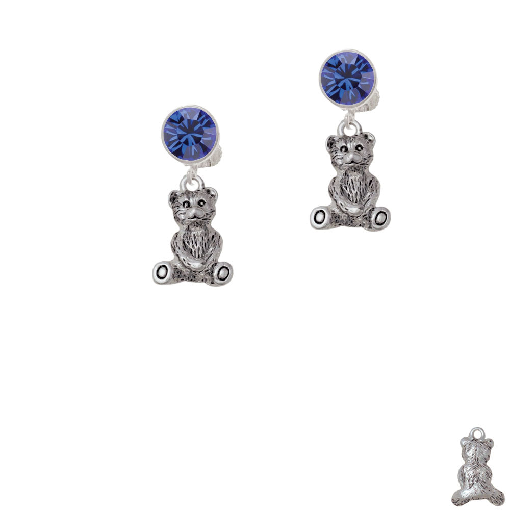 Antiqued Teddy Bear Crystal Clip On Earrings Image 7