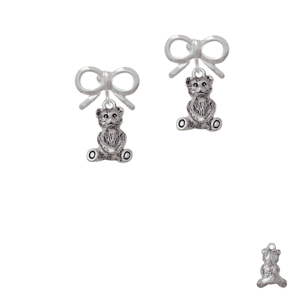 Antiqued Teddy Bear Crystal Clip On Earrings Image 9