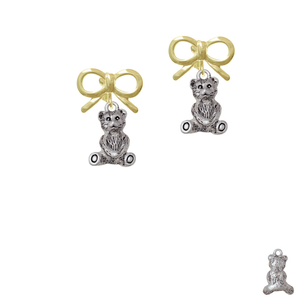 Antiqued Teddy Bear Crystal Clip On Earrings Image 10