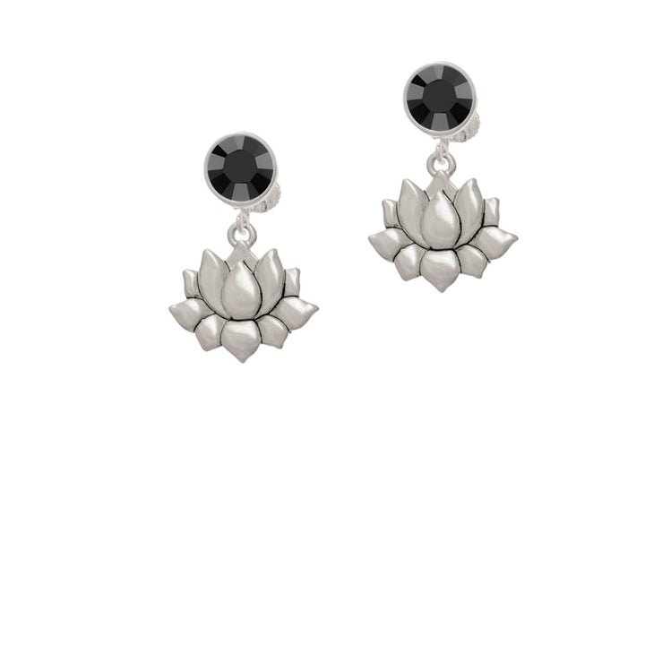 Medium Lotus Flower Crystal Clip On Earrings Image 3