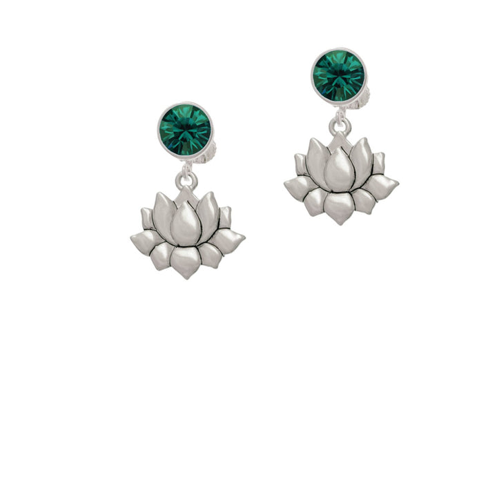 Medium Lotus Flower Crystal Clip On Earrings Image 6