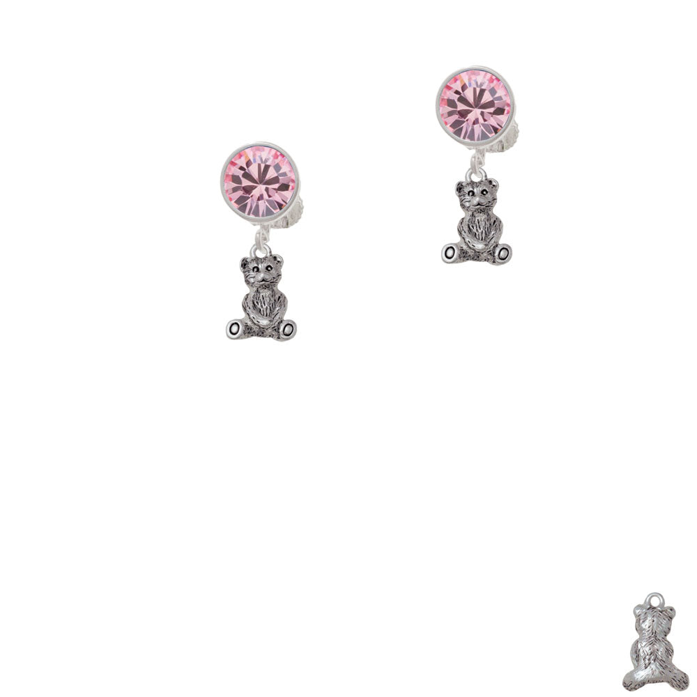 Mini Teddy Bear Crystal Clip On Earrings Image 4