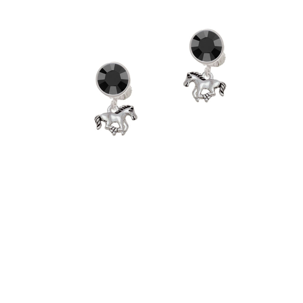 Mini Running Horse Crystal Clip On Earrings Image 3