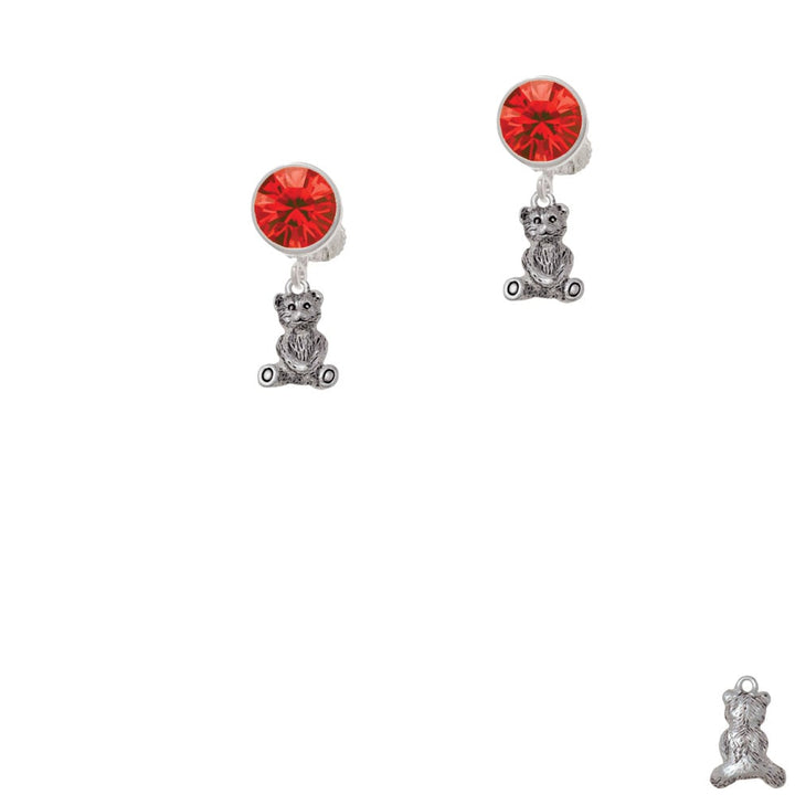 Mini Teddy Bear Crystal Clip On Earrings Image 4