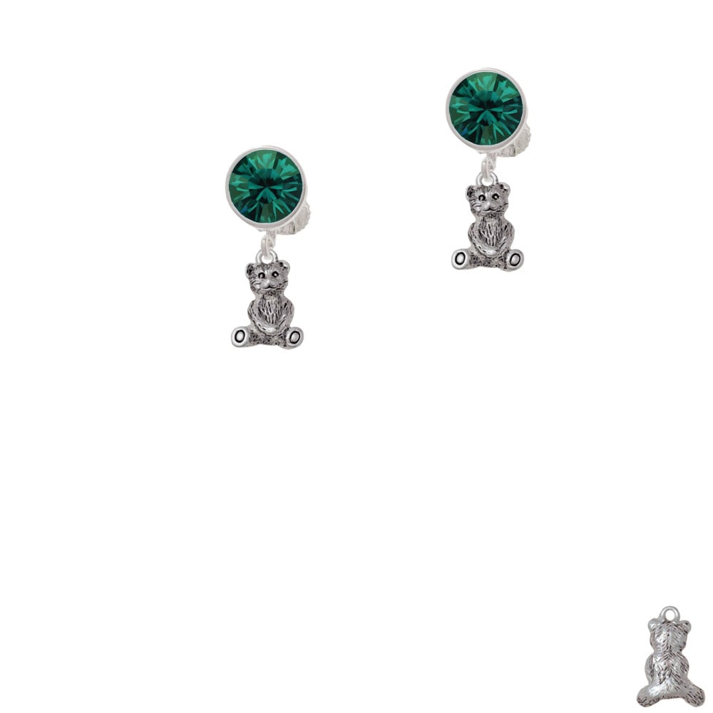 Mini Teddy Bear Crystal Clip On Earrings Image 6