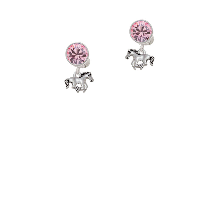 Mini Running Horse Crystal Clip On Earrings Image 4