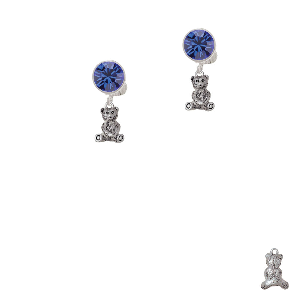 Mini Teddy Bear Crystal Clip On Earrings Image 7