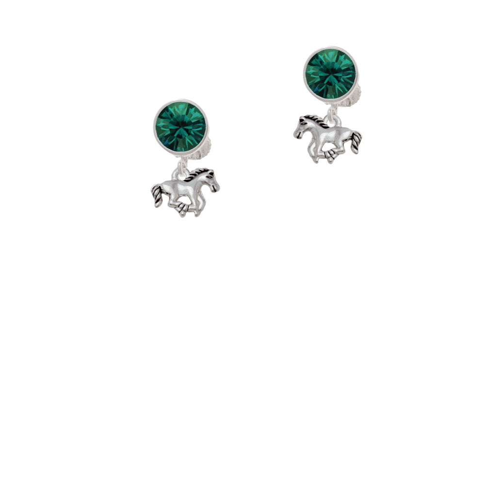 Mini Running Horse Crystal Clip On Earrings Image 6