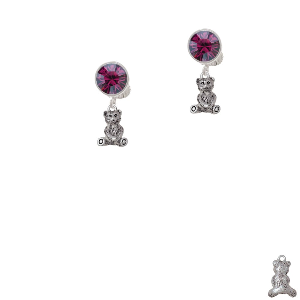 Mini Teddy Bear Crystal Clip On Earrings Image 8