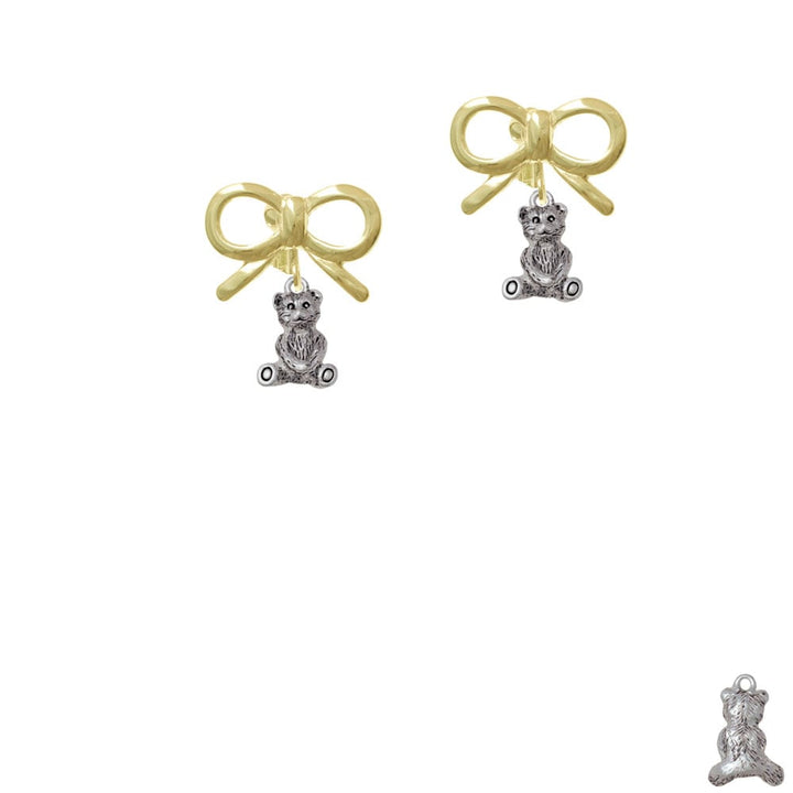 Mini Teddy Bear Crystal Clip On Earrings Image 10