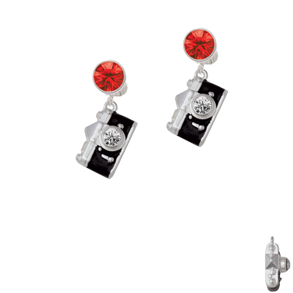 Black Camera Crystal Clip On Earrings Image 4