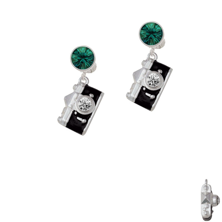 Black Camera Crystal Clip On Earrings Image 6