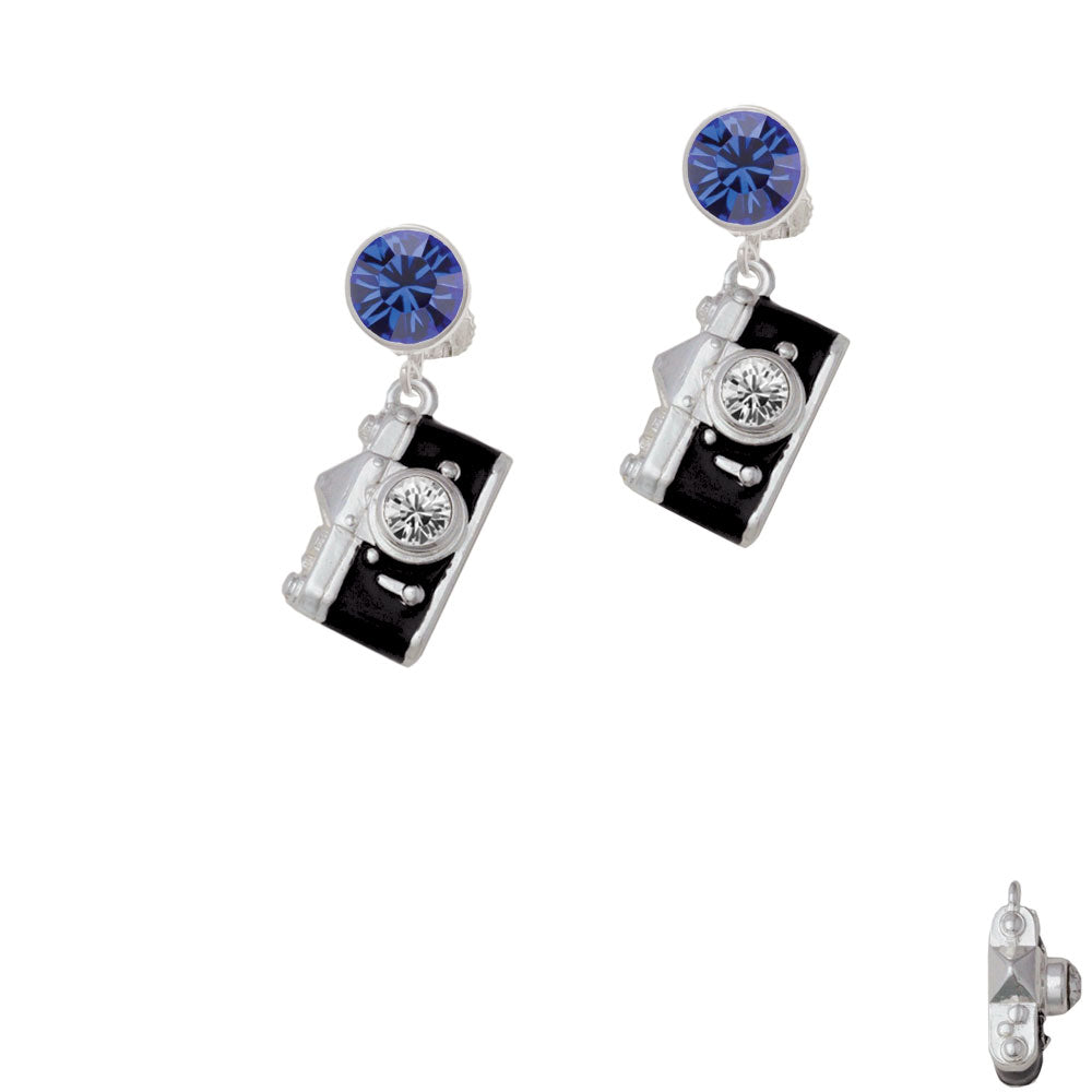 Black Camera Crystal Clip On Earrings Image 7