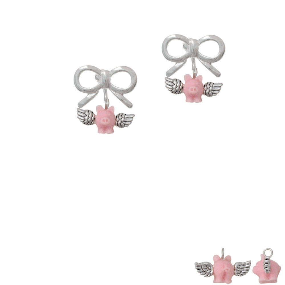 Mini Pink Flying Pig Crystal Clip On Earrings Image 9