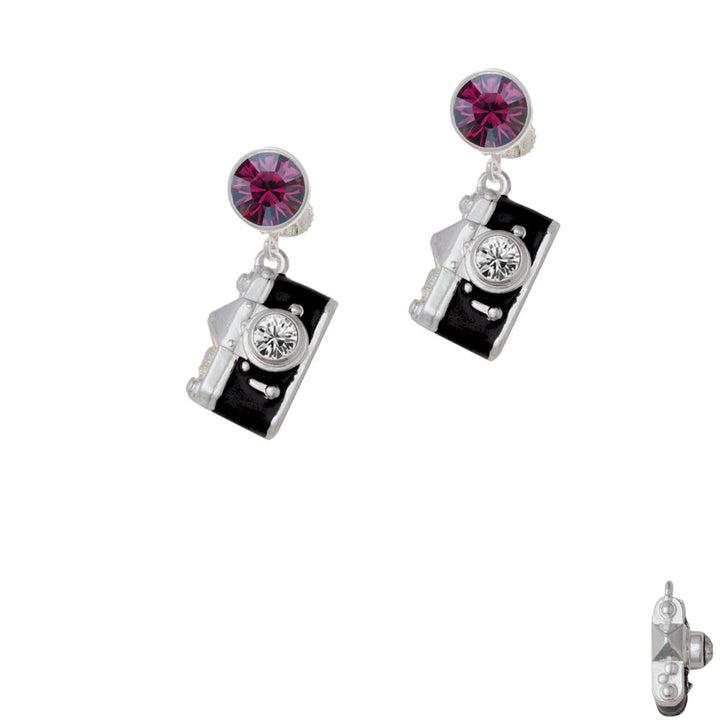 Black Camera Crystal Clip On Earrings Image 8