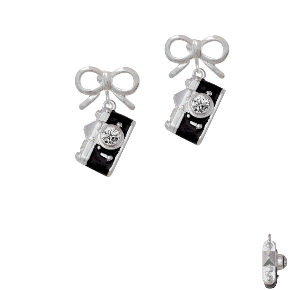 Black Camera Crystal Clip On Earrings Image 9