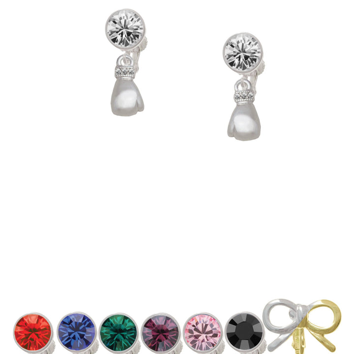 Small Boxing Glove Crystal Clip On Earrings Image 1