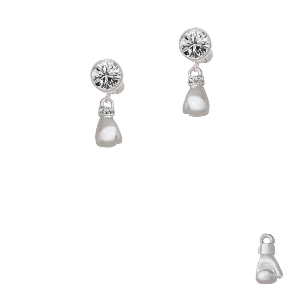 Small Boxing Glove Crystal Clip On Earrings Image 1