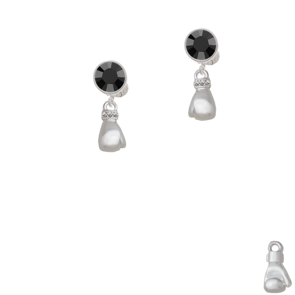 Small Boxing Glove Crystal Clip On Earrings Image 3