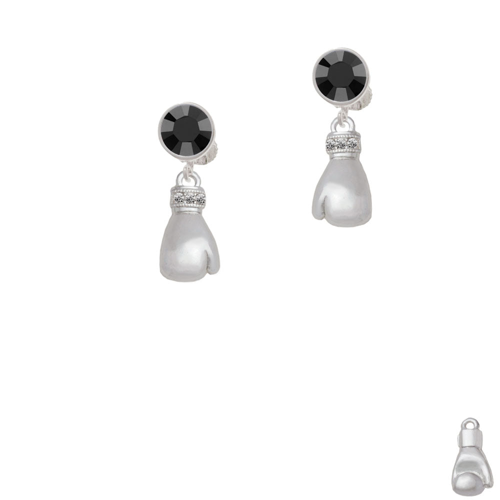 Large Boxing Glove Crystal Clip On Earrings Image 3