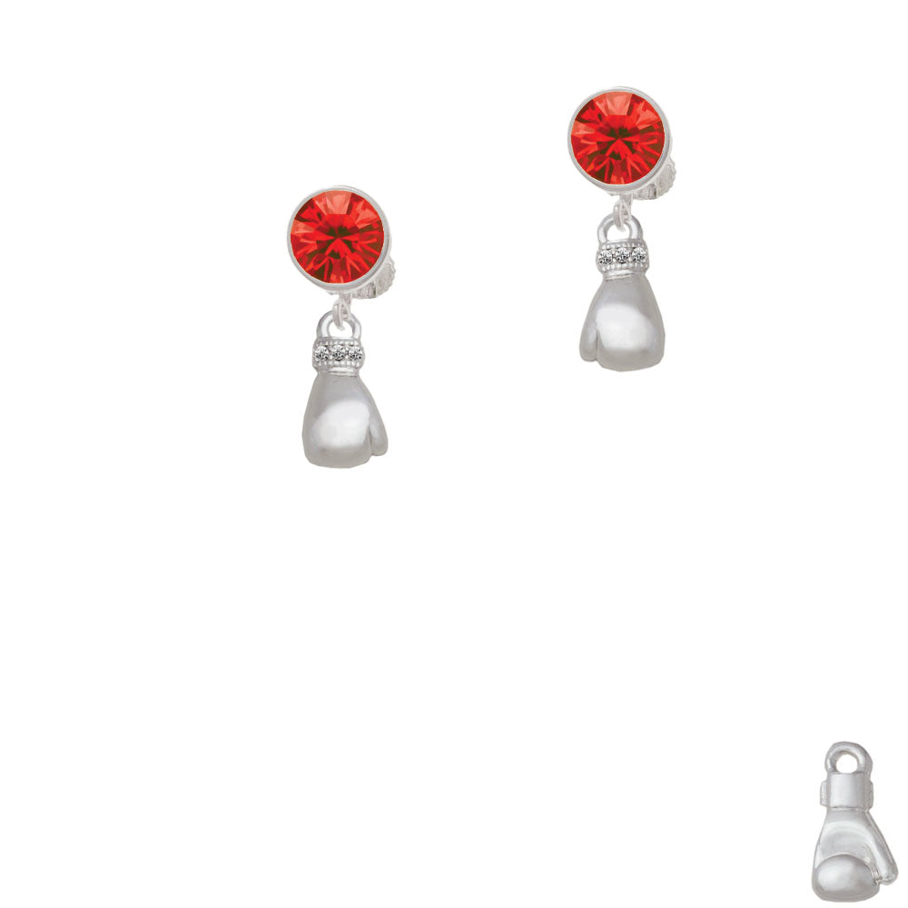 Small Boxing Glove Crystal Clip On Earrings Image 4