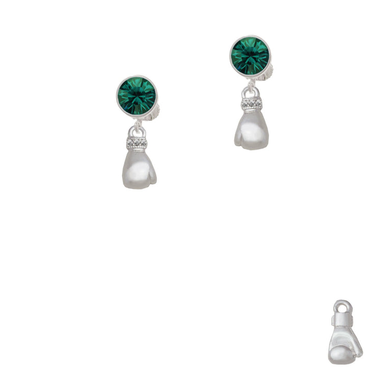 Small Boxing Glove Crystal Clip On Earrings Image 6