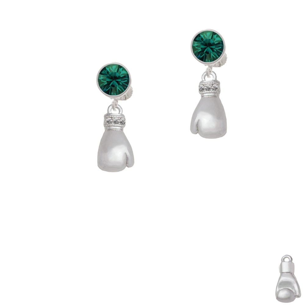 Large Boxing Glove Crystal Clip On Earrings Image 1