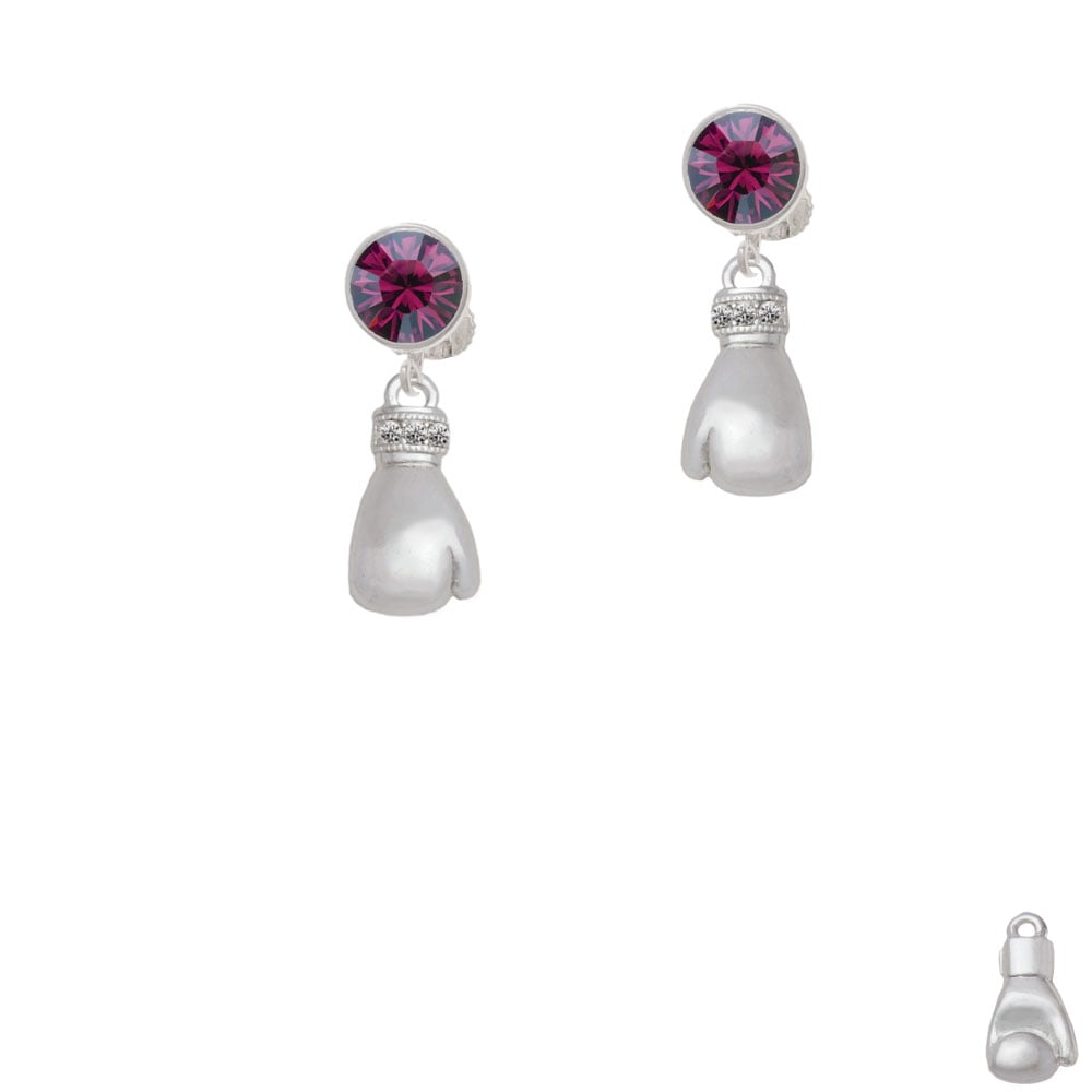 Large Boxing Glove Crystal Clip On Earrings Image 1