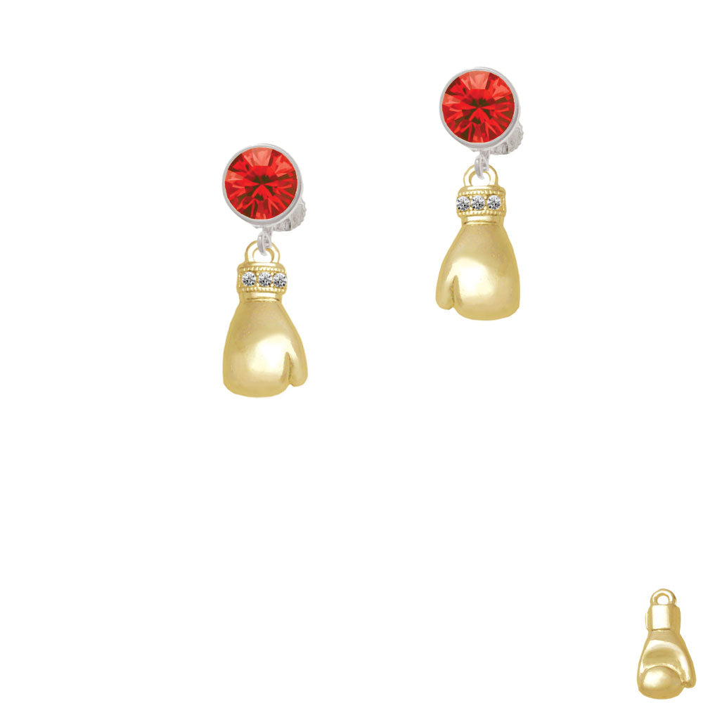 Large Gold Tone Boxing Glove Crystal Clip On Earrings Image 4