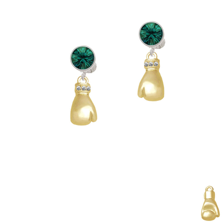 Large Gold Tone Boxing Glove Crystal Clip On Earrings Image 6