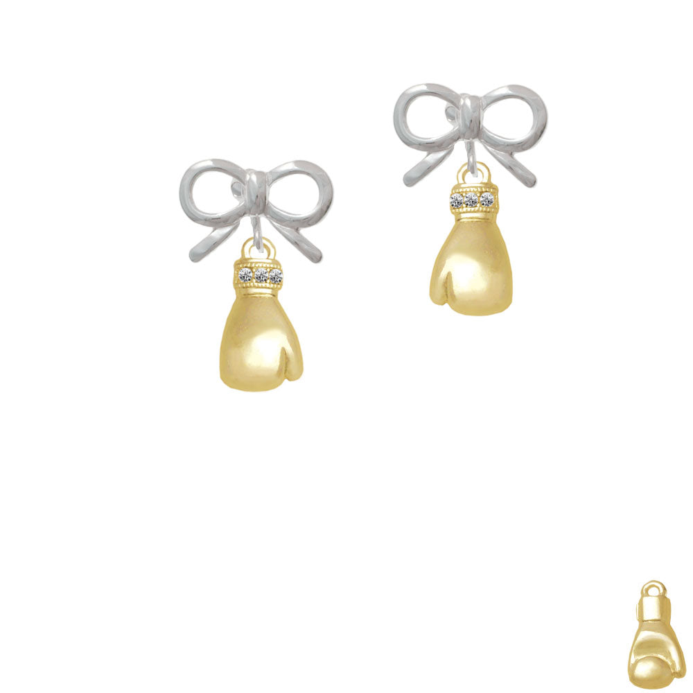 Large Gold Tone Boxing Glove Crystal Clip On Earrings Image 9