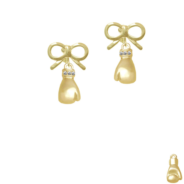 Large Gold Tone Boxing Glove Crystal Clip On Earrings Image 10