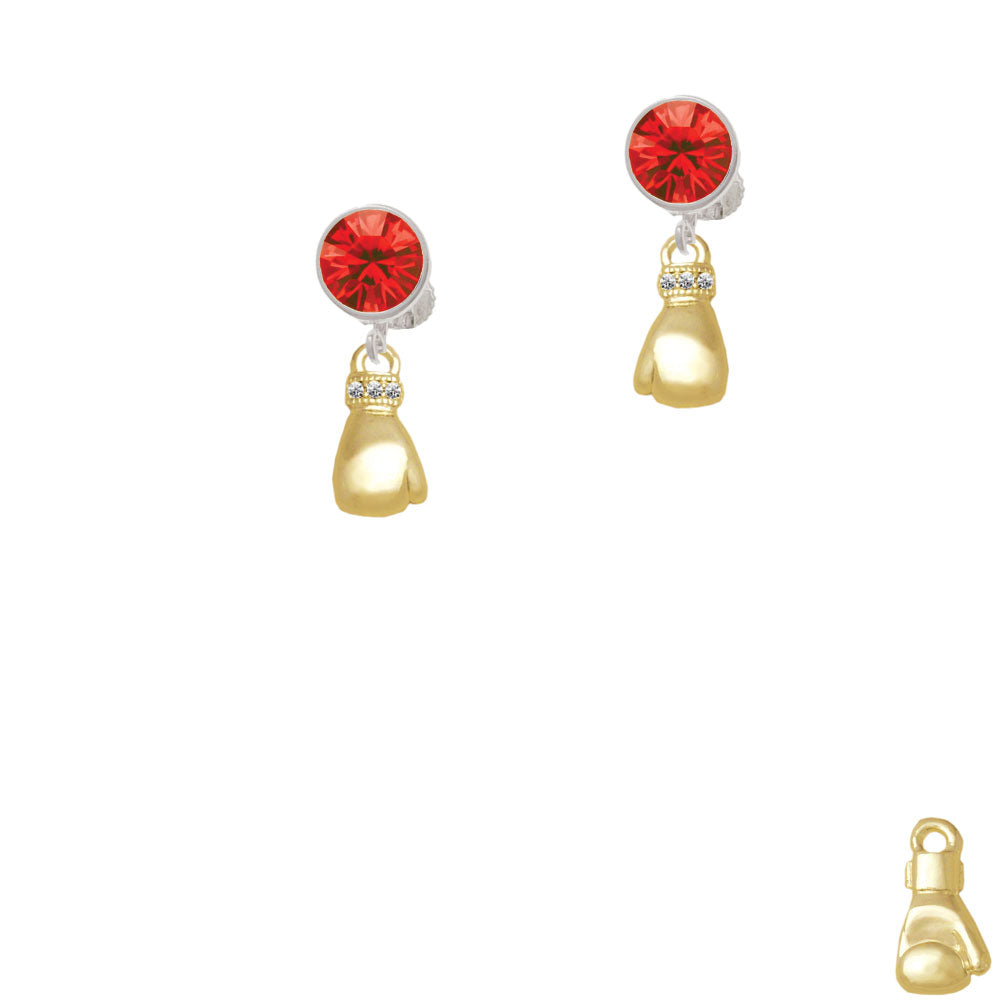 Small Gold Tone Boxing Glove Crystal Clip On Earrings Image 4