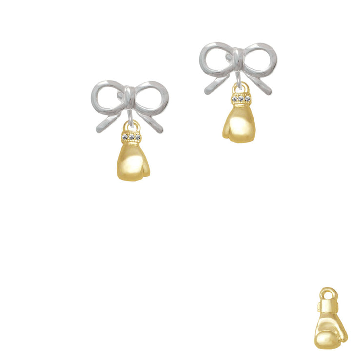 Small Gold Tone Boxing Glove Crystal Clip On Earrings Image 9