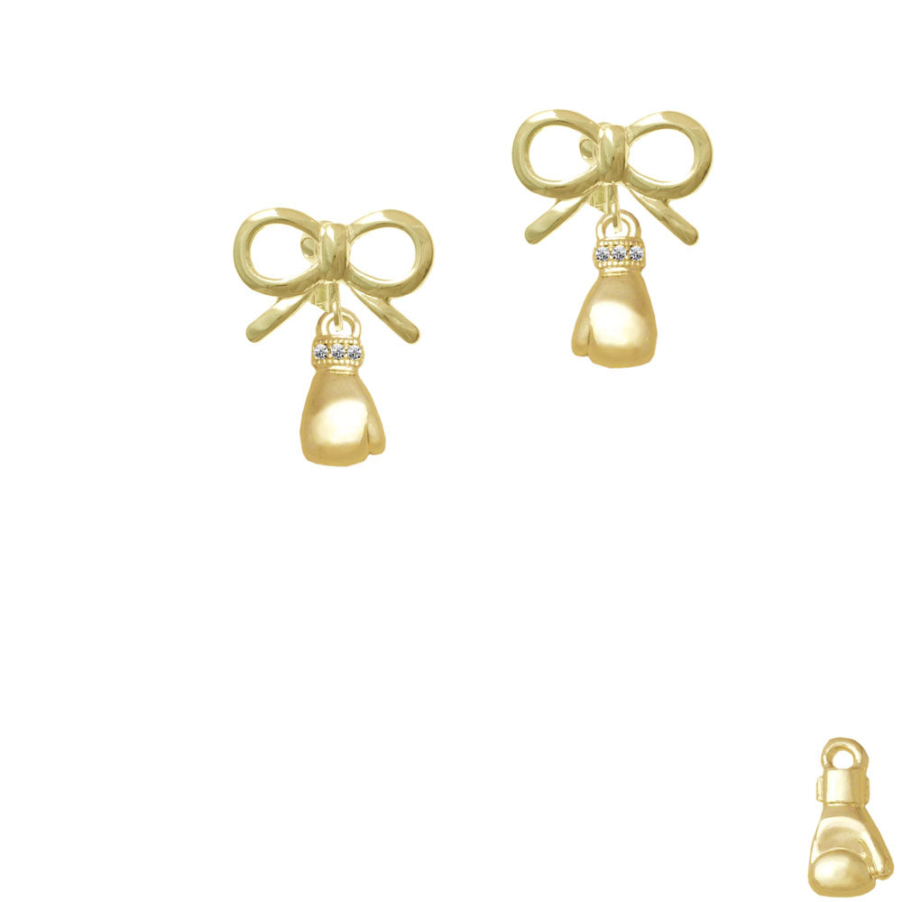 Small Gold Tone Boxing Glove Crystal Clip On Earrings Image 10