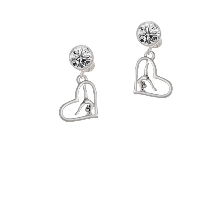 Gymnast in Heart Crystal Clip On Earrings Image 2