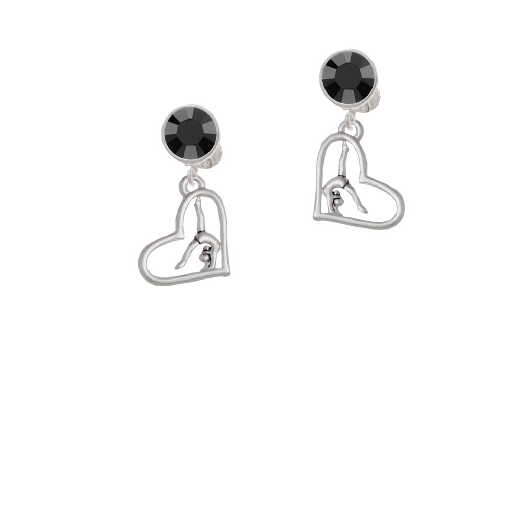 Gymnast in Heart Crystal Clip On Earrings Image 1