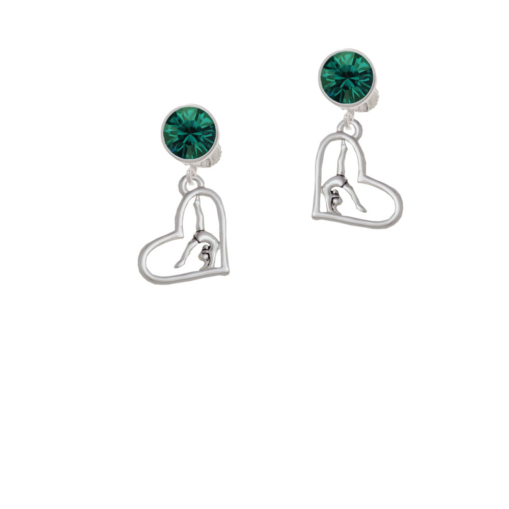 Gymnast in Heart Crystal Clip On Earrings Image 6